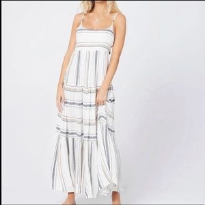L*Space Striped Maxi Dress in Cream and Gray